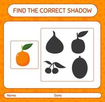 Find the correct shadows game with imbe. worksheet for preschool kids, kids activity sheet vector