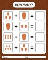 How many counting game with coffin. worksheet for preschool kids, kids activity sheet vector