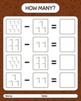 How many counting game with scythe. worksheet for preschool kids, kids activity sheet vector