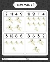 How many counting game with ghost. worksheet for preschool kids, kids activity sheet vector