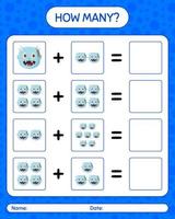 How many counting game with zombie. worksheet for preschool kids, kids activity sheet vector