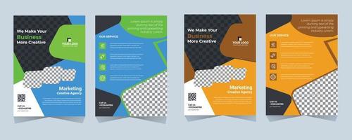 Four business brochure flyer design layout template A4 vector