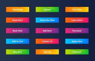 Modern Rounded Web Interface Buttons Set in dark background vector