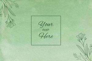 Green watercolor abstract background texture with floral elements vector