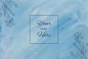 Blue watercolor abstract background texture with floral elements vector