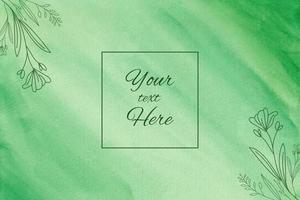 Abstract watercolor texture background in green color with floral elements vector