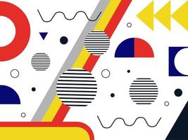 Bauhaus geometric background. abstract lines, circle, triangle and square line art. Yellow, blue, red black and gray color, set of trendy backgrounds in Bauhaus style. Vector illustration