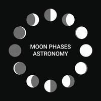 Moon phase space night astronomy and moon phase sphere shadow sphere vector