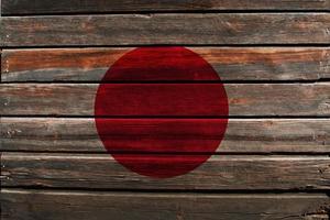 Flag of Japanese on wood photo