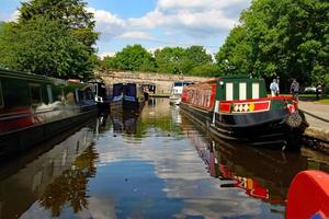 Pontcysylte in North Wales in the UK in June 2019. A view of Barges on the Canal at the Pontcysylte Aqueduct photo