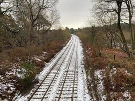 una vista del bosque delamere en cheshire en invierno foto