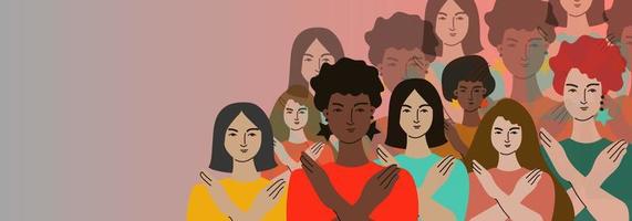 romper el sesgo. movimiento de mujeres contra la discriminación. día de la mujer. banner horizontal vectorial vector
