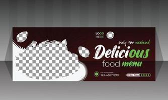 Social media food banner design vector