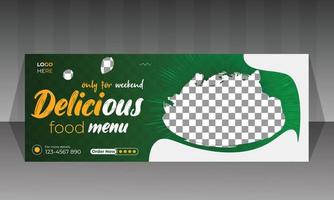 Social media food banner design vector