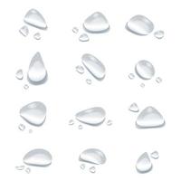 Different shape of water drops vector on white background