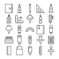 writing tool and stationery icons vector