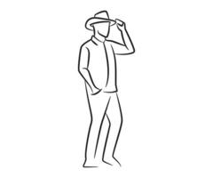 sketch and hand drawn standing farmer illustration vector