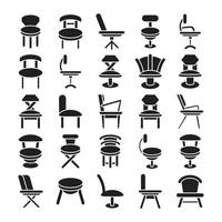 iconos de silla y silla de oficina vector
