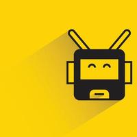 robot head icon yellow background vector