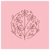 floral wreath on pink background vector