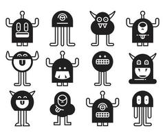 monstruo, iconos, vector, ilustración vector