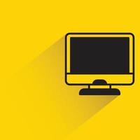 desktop computer icon yellow background vector illustration