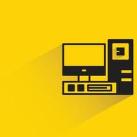 pc computer icon yellow background vector illustration