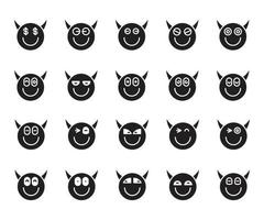 conjunto de emoticonos de diablo de sonrisa vector