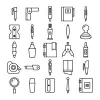 stationery and office supply icons set line design vector
