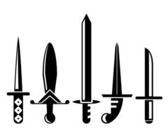 dagger and knight swords icons vector