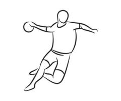 ilustración de línea de boceto de jugador de balonmano vector