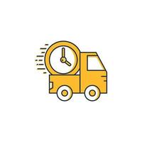 delivery truck with clock icon vector