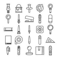 school supply and stationery icons set vector