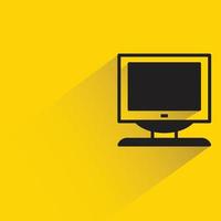 computer monitor icon yellow background vector illustration