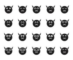 mute devil emoticons set vector