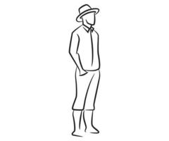 sketch and hand drawn standing farmer illustration vector