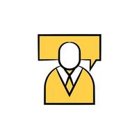 ilustración de tema amarillo de icono de hombre de negocios y mensaje vector