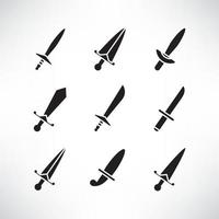 dagger and sword weapon icons set vector