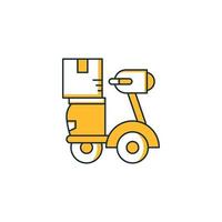 delivery scooter with box icon vector