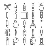 stationery and office supply icons set line design vector