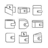 sketch line wallet icons vector