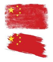 bandera china con textura grunge vector