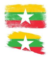 bandera de myanmar con textura grunge vector