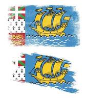 saint pierre and miquelon flag with grunge texture vector