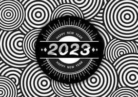 Happy New year 2023 with Abstract doodle background with black circles vector