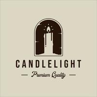 candle logo vintage vector illustration template icon graphic design. luxury retro wax light flame sign or symbol  with badge