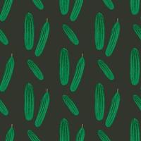 Seamless pattern cucumbers. Vector illustration isolated on black background