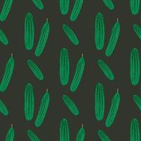 Seamless pattern cucumbers. Vector illustration isolated on black background