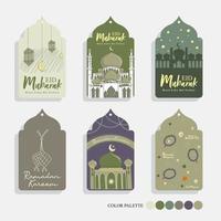 Cute Pastel Ramadan Kareem Tag vector