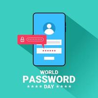 Vector illustration of a smartphone with password security, as a banner, poster or template on world password day.